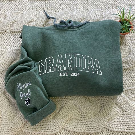 PRODUCT AND BRAND DETAILS ➤ Gildan ® brand ➤ Unisex & Classic fit ➤ 8 oz./yd² (US) 13.3 oz./L yd (CA), 50/50 cotton/polyester, 20 singles - Heather Sport colors are 60/40 polyester/cotton PERSONALIZED GUIDE: Custom sweatshirts, hoodies, and tees will usually have four embroidery positions: ➤On the chest: Left chest (above the heart), right chest, middle chest. ➤On the sleeve: Left sleeve or right sleeve (you can customize both, one side is free). ➤On the back of the shirt: In the middle. ➤In the Hoodie Personalized, Names Unique, Unique Gifts For Dad, Kids Names, Custom Sweatshirts, Personalized Embroidered, Grandpa Gifts, Heartfelt Gifts, Personalized Products