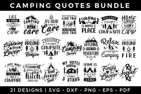 Camping SVG Bundle Vol.1 #camping #campingsvg #campingsvgcutfile Camping Decals, Campfire Svg, Camping Design, Camping Png, Adventure Svg, Camper Svg, Christmas Svgs, Svg Camping, Camping Svg