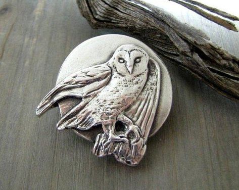 Owl And Moon, Silver Metal Clay, Metal Clay Jewelry, Silver Horse, Beautiful Owl, Silver Owl, Owl Jewelry, Owl Pendant, Metal Clay