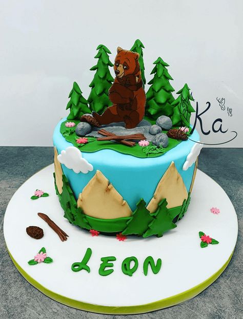 Brother Bear Birthday Cake Ideas Images (Pictures) Brother Bear Birthday Party, Bear Birthday Cake Ideas, Bear Cake Design, Bear Birthday Cake, Cherokee Rose, Marvel Cake, Baker Cake, Cake Designs Images, Bear Birthday Party