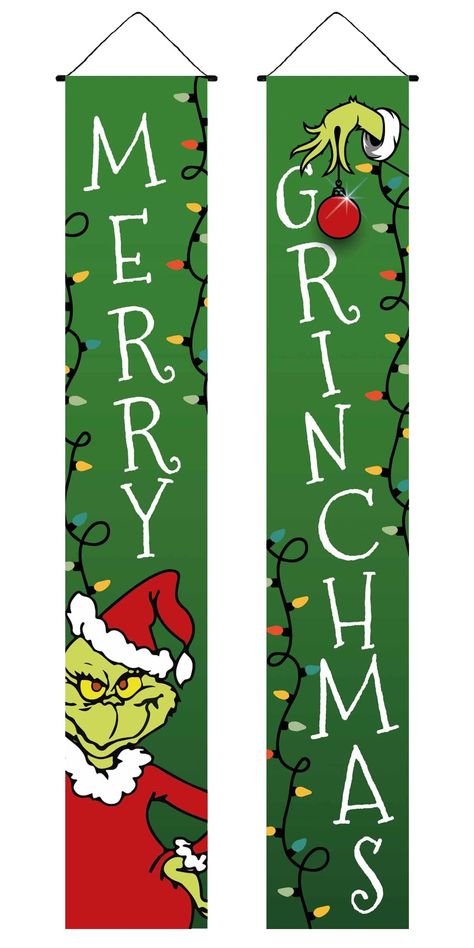 Grinch Christmas Decorations Outdoor - Merry Grinchmas Porch Sign Banners & Yard Outdoor Ornaments 71x12inches : Amazon.ca: Health & Personal Care Grinch Porch Decor, Merry Grinchmas Sign, Grinch Porch, Grinch Signs, Grinchmas Decorations, Grinch Yard Decorations, Grinch Sign, Crafts 2024, Grinch Stuff