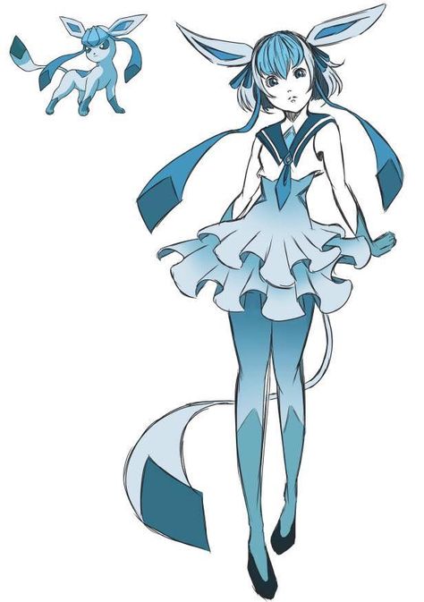 Glaceon Human, Pokemon Avatar, Pokemon Human Form, Gijinka Pokemon, Pokemon Clothes, Pokemon Gijinka, Anime Vs Cartoon, Creation Art, Pokemon Oc