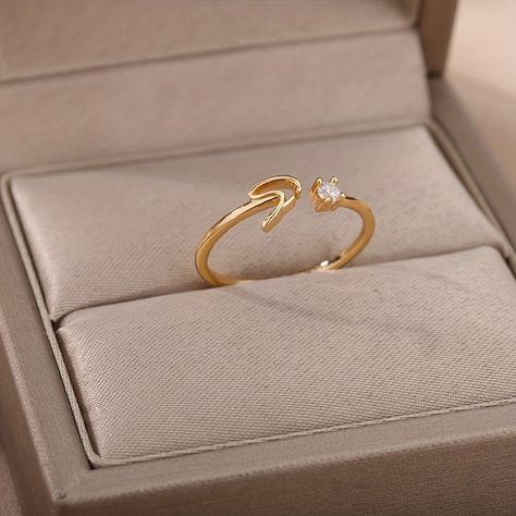 Faster shipping. Better service Fashion Packaging, Letter Ring, Cuff Ring, Jewelry Wedding Rings, Initial Ring, Eye Ring, Zircon Ring, Rings For Girls, Cute Charms