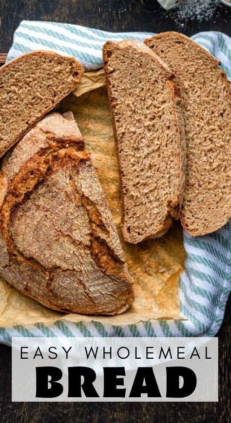 Easy Wholemeal Bread Recipes, Wholemeal Flour Recipes, Wholemeal Bread Recipe, Bread Flour Recipe, Bread Recepies, Beginners Bread Recipe, Wholemeal Bread, Savory Breads, Homemade Baked Bread