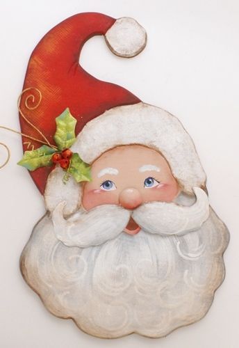 Santa Faces To Paint On Wood, Painted Santa Faces, Santa Faces To Paint, Santa Wreaths, Painted Santas, Santa Faces, Santa Paintings, Round Top Collection, Painted Santa