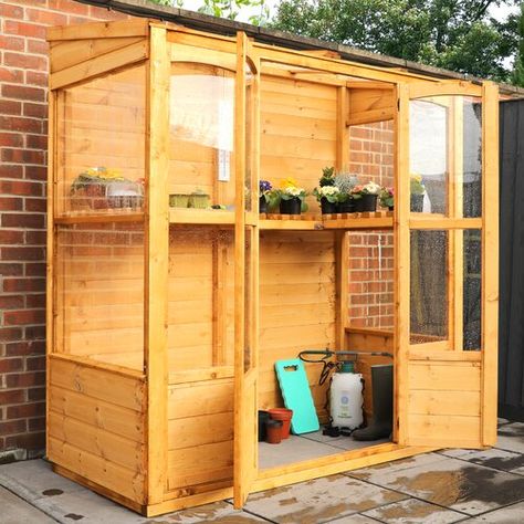 Wood Greenhouse Plans, Wood Greenhouse, Wall Greenhouse, Tiny Greenhouse, Storing Garden Tools, Curved Pergola, Tongue And Groove Cladding, Lean To Greenhouse, Shiplap Cladding