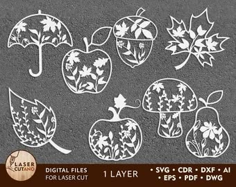 LaserCutano | Etsy Fall Cricut, Fall Svg Files, Routeur Cnc, Autumn Svg, Projets Cricut, Fall Graphic, Router Machine, Laser Art, Fall Svg