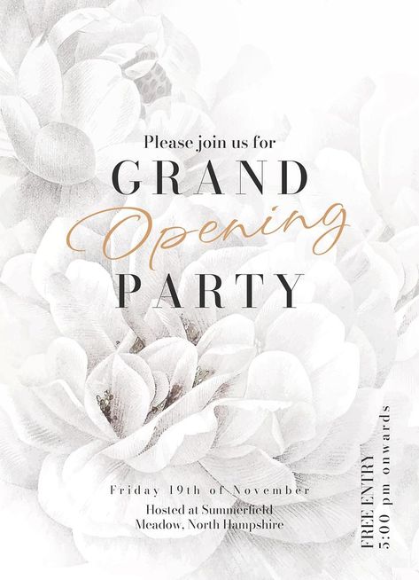 Grand Opening Aesthetic, Opening Invitation Card Design, Minimalist Black Wedding, Aesthetic Invitation, Opening Invitation, Grand Opening Invitations, Black Wedding Invitation, Grand Opening Party, Aesthetic Templates