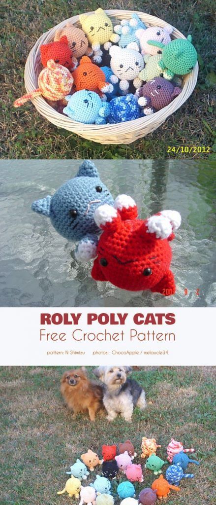 Kat Haken, Tiny Kittens, Tiny Crochet, Crochet Cat Pattern, Crocheting Ideas, Cat Amigurumi, Crochet Animals Free Patterns, Crochet Design Pattern, Roly Poly