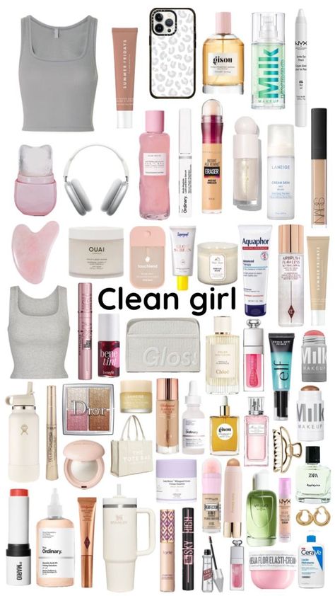 Clean Girl Things To Buy, Skin Care Must Haves Products, That Girl Products, Things All Girls Need, Clean Girl Products, Clean Girl Essentials, Girly Christmas Gifts, Girl Products, Preppy Gifts