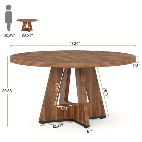 Farmhouse Dining Table Round Dinner Table 4 - Temu Round Dining Table Chairs, Round Dinning Room Table, Kitchen Round Table, Brown Dining Room Table, Luxurious Dining Table, Round Dinner Table, Dining Tables And Chairs, Dining Table And Chair, Round Wood Dining Table