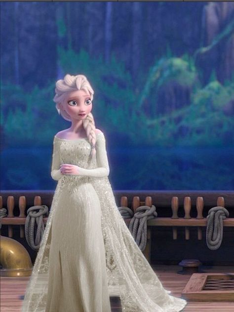 Elsa’s Wedding Dress Anna Wedding Dress Frozen, Frozen Wedding Dress, Elsa Wedding Dress, Anna Wedding Dress, Frozen Wedding, Disney Princess Wedding Dresses, Blue Gowns, Winter Wedding Gowns, Princess Elsa Dress