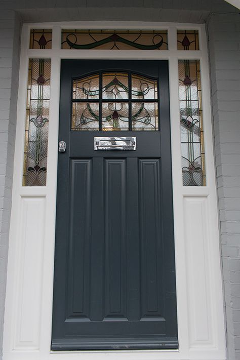 1930s House Exterior, 1930s House Renovation, Timber Front Door, Front Doors Uk, Victorian Front Doors, Front Door Inspiration, Traditional Front Doors, House Extension Plans, Front Door Styles