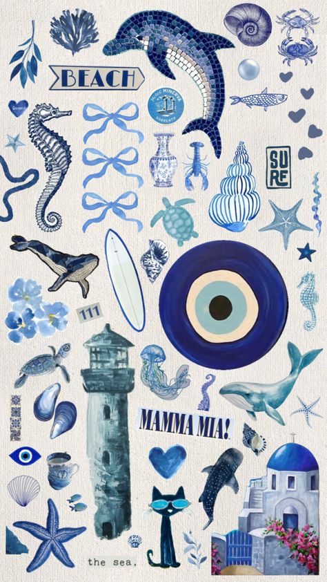 #art #vintage #wallpaper #blue #white #greece #vibes #inspiration #summer Greece Vibes, Plakat Design Inspiration, Greece Wallpaper, Walking On Eggshells, Blue Bg, Blue Jellyfish, Collage Phone Case, Plakat Design, Wall Drawing