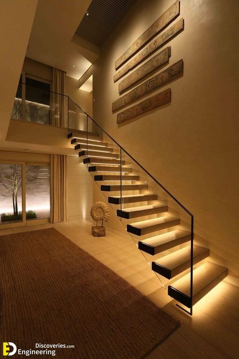 Top 50 Stair Lighting Ideas For Your Home | Engineering Discoveries Staircase Lighting Ideas, درج السلم, Open Trap, Stairway Lighting, Diy Staircase, Building Stairs, Exterior Stairs, Stair Remodel, Stairs Architecture