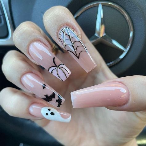 Instagram Horror Nails, Holloween Nails, Halloween Acrylic Nails, Cute Halloween Nails, Pumpkin Nails, Fall Acrylic Nails, Acrylic Nails Coffin Short, Nagel Inspo, Luxury Nails