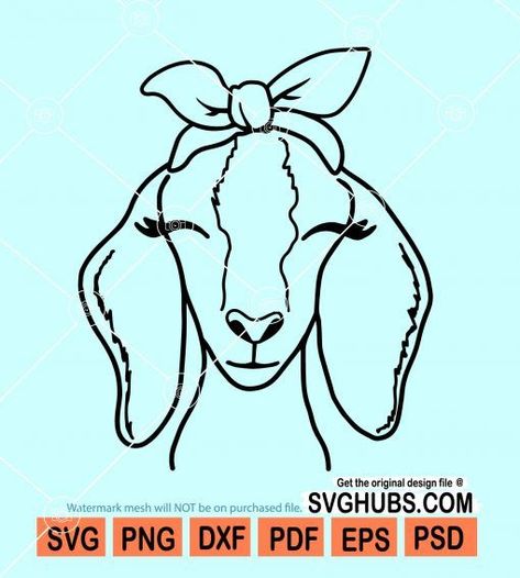 Nubian goat with Bandana SVG, Nubian Goat svg, Nubian Goat Face SVG, Goat Clip Art, Goat SVG File Goat Tutorial Drawing, Goat Cricut Projects, Nubian Goat Drawing, Goat Embroidery Pattern, Goat Face Drawing, Goat Svg Free, Goat Drawing Easy, Cute Goat Drawing, Goat Outline