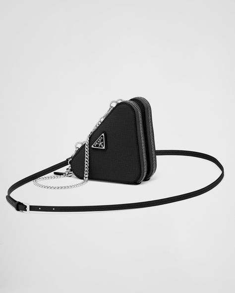 Triangle Purse, Mini Sling Bag, Prada Mini, Prada Triangle, Triangle Bag, White Crossbody Bag, Mini Pouch, Looks Party, Prada Saffiano