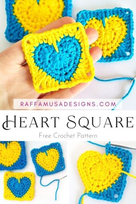 Little Heart Square – Free Crochet Pattern • RaffamusaDesigns Crochet Cushion Covers, Granny Square Pattern Free, Granny Square Haken, Granny Square Crochet Patterns Free, Crochet Heart Pattern, Crochet Cushion, Crochet Cushion Cover, Crochet Motif Patterns, Valentines Crochet