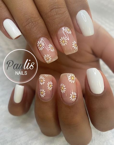 Nails Sunflower Design, Sunflower Manicure, Daisy Pedicure, Nail Art Designs 2023, Spring Nail Art Designs, 2023 Nails, Watermelon Nails, Sunflower Nails, Nail Art Gel