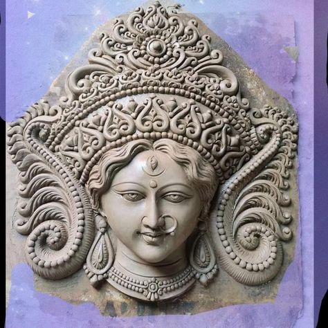 Durga Sculpture Art, Ma Durga Lippan Art, Clay Idol Making, Ma Durga Clay Art, Durga Maa Clay Art, Maa Durga Clay Idol, Maa Durga Clay Art, Ganesh Clay Art, Durga Clay Art