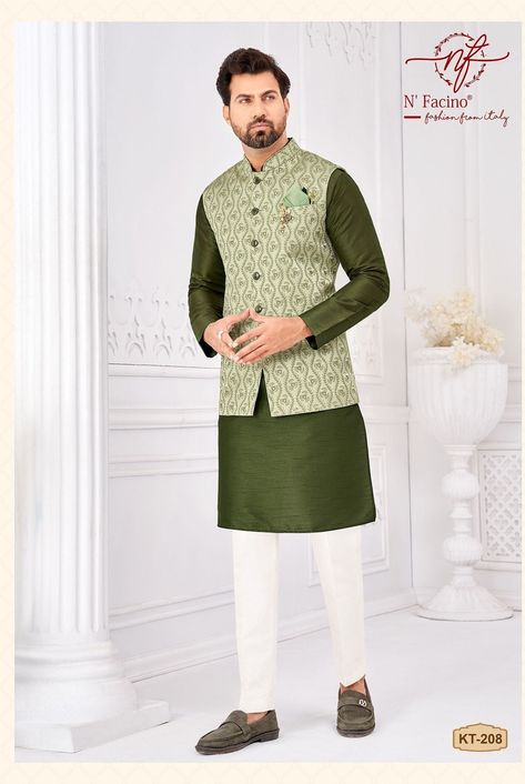 GREEN KURTA JACKET set, indian jacket kurta, nehru jacket kurta, green koti kurta, modi jacket kurta, kurta pajama men, indian waistcoat Men Nehru Jacket Outfit, Indian Waistcoat, Pajama Men, Indian Jackets, Kurta Pajama Men, Gents Kurta Design, Gents Kurta, Nehru Jacket, Indian Groom