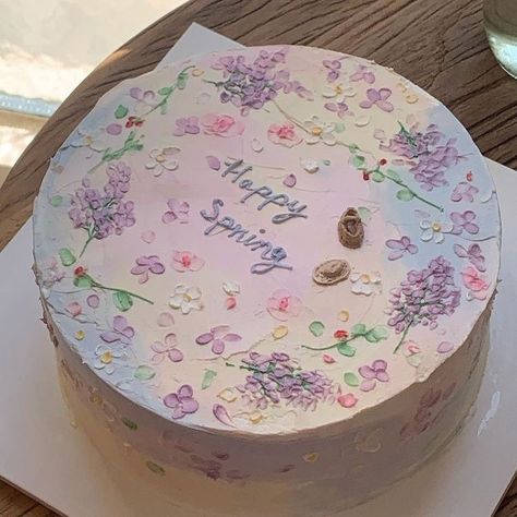 Pastel Cakes, Korean Cake, Simple Cake Designs, A Birthday Cake, Pretty Dessert, Simple Birthday Cake, Milk Shakes, Pretty Birthday Cakes, Cute Birthday Cakes