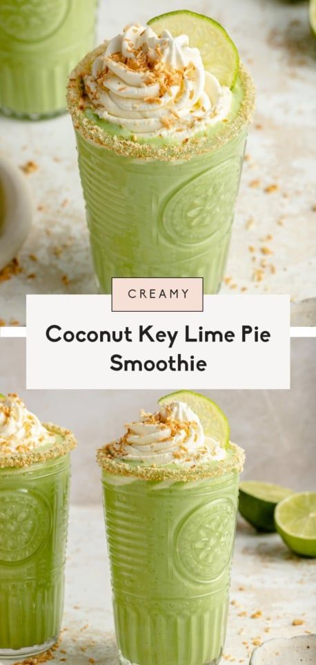 Creamy coconut key lime pie smoothie made with simple ingredients and luscious hints of coconut. This incredible key lime pie smoothie recipe tastes just like a slice of your favorite dessert but is packed with protein and a boost of sneaky veggies! Enjoy the perfect breakfast, snack or even healthy dessert. #smoothie #keylimepie #coconut #healthybreakfast #healthydessert #healthysnack Key Lime Pie Smoothie, Unsee Juice, Healthy Key Lime, Key Lime Yogurt, Creamy Key Lime Pie, Sneaky Veggies, Ambitious Kitchen, Lime Recipes, Walmart Photos