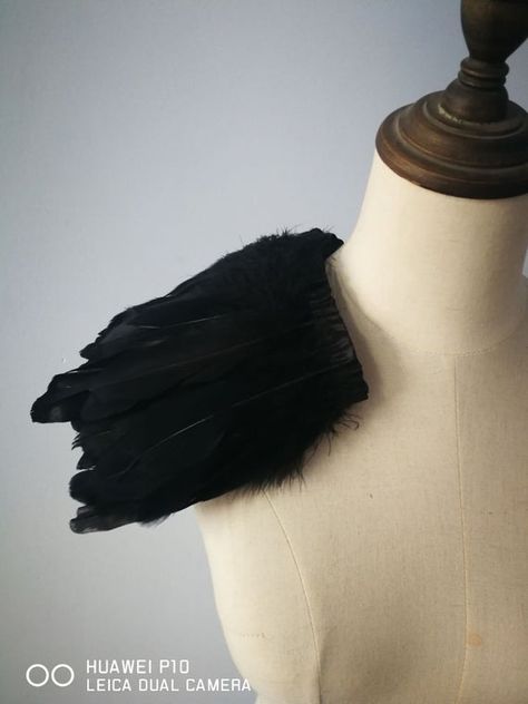 A Pair Black feathers pad shoulders Feathers cape Halloween costume ,vintage capelet for Adult Black Feather Costume Accessories For Costume Party, Vintage Capelet, Black Feather Cape, Halloween Costume Vintage, Black Feather Accessory, Formal Black Feathered Headpiece, Black Feathered Headband Fascinator, Feather Fabric, Feather Cape