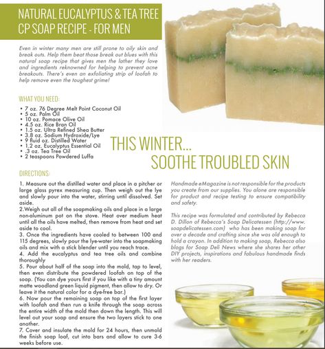 Herbal Bath Recipes, Tea Tree Oil Soap, Eucalyptus Soap, Natural Soaps Recipes, Easy Soap Recipes, Diy Soap Recipe, Tea Tree Soap, Herbal Remedies Recipes, Natural Skincare Recipes