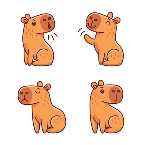 Personaje de capibara de dibujos animado... | Premium Vector #Freepik #vector #animales #animales-animados #dibujos-animales #zoo Premium Vector, Editorial, Comics, Drawings