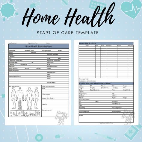 Home Health Nurse | Start of Care Template | OASIS | Nurse Brain | SOC | Nurse Report | Nurse Planner | Home Health Form | Admission Form Home Health Nurse Organization, Home Health Nurse Organization Car, Pulmonary Nursing, Nurse Planner, Medical Printables, Admission Form, Nurse Brain, Care Giver, Nurse Study