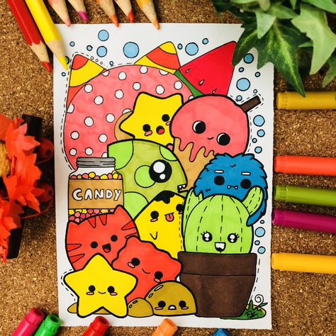 Colourful Doodle Art Drawings Cute, Doodle Art Colourful, Pencil Doodles, Aztec Wallpaper, Doodle Art For Beginners, Doddle Art, Easy Frame, Desktop Wallpaper Art, Doodle Art Drawing