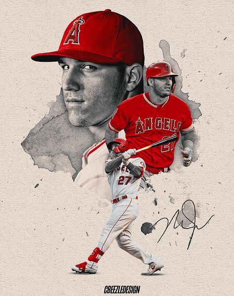 Mike Trout on Behance Mike Trout Wallpaper, Trout Wallpaper, Boston Red Sox Wallpaper, Baseball Wallpaper, Mlb Wallpaper, Angels Baseball, Sports Design Inspiration, Baseball Posters, Baseball Pictures