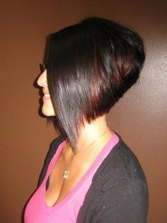 Stacked Bob, Stacked Bob Haircut, Inverted Bob, Bob Haircut, Black Hair, A Woman, Wall, Hair, Black