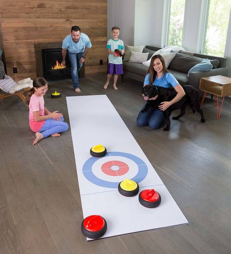 Indoor Games For Adults, Sports Party Games, Curling Game, Family Games Indoor, Family Games For Kids, Curling Stone, Indoor Family, Giant Games, Play Spaces