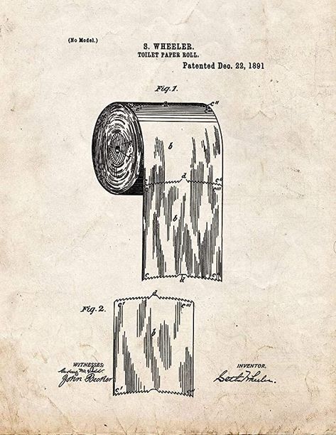 Toilet Paper Patent, Art Toilet, Patent Art Prints, Artwork Decor, Artificial Wood, Historical Artwork, Style Bathroom, Patent Art, December 22