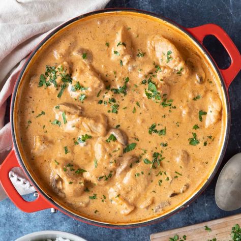 Ground Pork Stroganoff, Pork Stroganoff Recipes Easy, Pork Stroganoff Recipes, Pork Chop Stroganoff, Pork Stroganoff Recipe, Pork Stroganoff, Leftover Pork Recipes, Easy Ground Beef Stroganoff, Loin Recipes