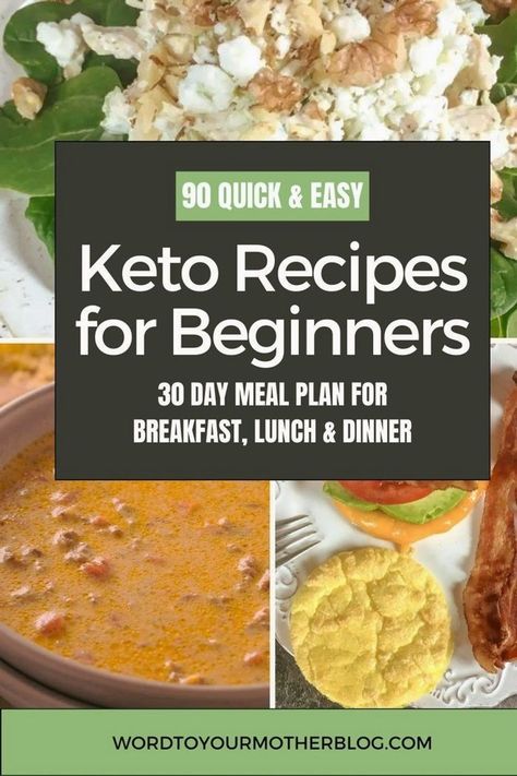 Ready to embrace the ketogenic diet? Here is a 30 day healthy eating meal plan to get you started, with 90 easy low carb recipes for breakfast, lunch, and dinner! 30 Day Keto Meal Plan, Keto Meals For Beginners, Recipes Beginners, Meals For Beginners, Healthy Eating Meal Plan, Lazy Keto, Ketogenic Diet Food List, Easy Keto Recipes, Meals Easy