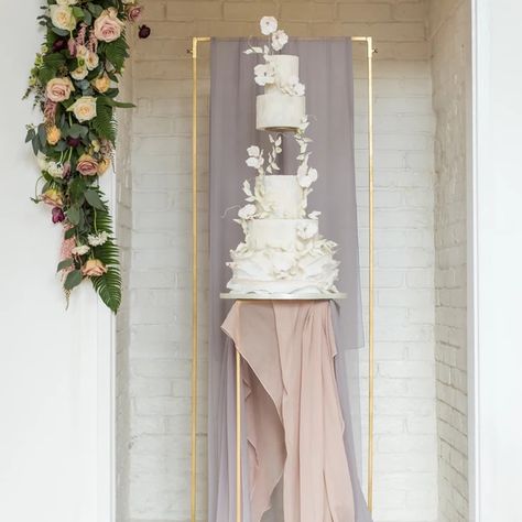 Wedding Table Centre Hire | Party Squared | ESSEX Cake Stand Backdrop, Wedding Cake Plinth, Wedding Cake Booth, Cake Plinth Display, Stand Cake Design, Cake Backdrop Ideas, Wedding Cake Backdrop Ideas, Wedding Cake Semi Naked, Wedding Cake Backdrop