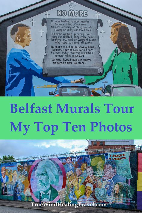 Belfast is home to some of the most famous political murals in the world.  This colorful street art depicts the historical conflicts between Northern Ireland and Republic of Ireland.  Here are the top 10 photos from my tour. #belfastmurals #belfast #murals #streetart #ireland #northernireland #peacewall #belfastpeacewalls #peace Belfast Peace Wall, Belfast Murals, Belfast Ireland, Blarney Stone, United Kingdom Travel, Murals Street Art, Republic Of Ireland, Solo Female Travel, British Isles