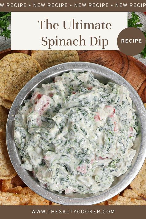 Say goodbye to boring chips and salsa, because Spinach Dip is here to rock your world. This vibrant green dip is bursting with flavor, easy to make with simple ingredients, and perfect for any occasion, from game nights to picnics.  This Spinach Dip is a creamy, tangy dreamland studded with pops of sweet pimentos and crunchy water chestnuts. Then picture all that goodness nestled on a bed of your favorite Kibo Lentil Chips – a match made in snack heaven! Spinach Dip With Water Chestnuts Recipe, Cheddars Spinach Dip Recipe, Cheddars Spinach Dip, Spinach Dip Recipe Easy, Warm Spinach Dip, Spinach Dip Cold, Homemade Spinach Dip, Best Spinach Dip, Lentil Chips