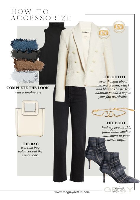 How To Accessorize Your Outfit, accessorizes, blazers, blazer outfit, chic outfit, cream bag, work outfit, workwear Cream Colored Blazer Outfits, Cream Blazer Outfit Winter, Cream Blazer Fall Outfit, Cream Wool Blazer Outfit, White Boucle Blazer Outfit, Cream Tweed Blazer Outfit, Bodysuit Work Outfit, White Tweed Blazer Outfit, Winter Blazer Outfits For Women