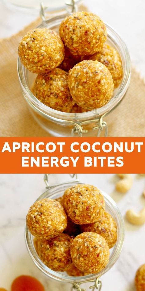 Apricot Balls, Coconut Energy Bites, Healthy Lunchbox Recipes, Coconut Energy Balls, Energy Balls Healthy, Healthy Superbowl Snacks, Apricot Recipes, Energy Bites Recipes, No Bake Energy Bites