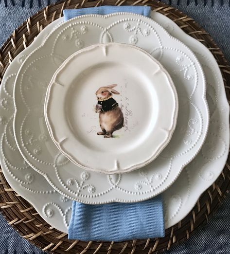 Easter Dinner Plates, Farmhouse Plates, Easter Dinnerware, Easter Tableware, Bunny Dishes, Rabbit Plate, Bunny Plates, Dishes Plates, Easter Inspiration