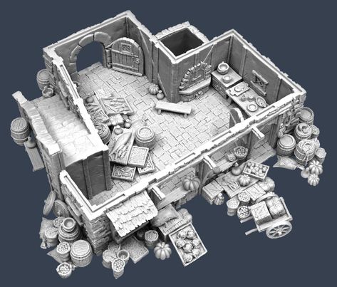 Dnd Resources, European Buildings, Tabletop Games Miniatures, Dungeon Tiles, Wargaming Terrain, Miniature Houses, Resin Kit, Medieval Town, Tabletop Games