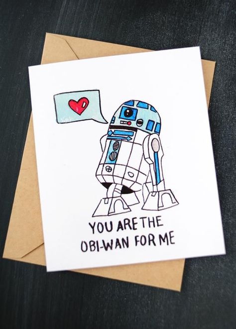 Yoda Card, Star Wars Valentines, Star Wars Cards, Valentines Day Drawing, Star Wars Drawings, Star Wars Birthday, R2 D2, My Funny Valentine, Handmade Valentine