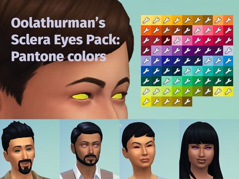 Sims 4 Sclera eyes with Pantone Colors.  Found in TSR Category 'Sims 4 Eye Colors' Sims 4 Cc Sclera Eyes, Glowing Eyes Sims 4 Cc, Sims 4 Sclera, Sims 4 Eye Colors, Black Sclera, Sims 4 Cc Eyes, Demon Eyes, Tumblr Sims 4, Male Clothing