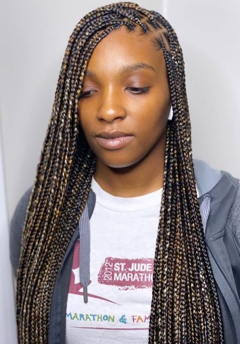 Long Small Box Braids with Brown Highlights Knotless Box Braids Medium Mid Length, Micro Box Braids Long, Box Braids Hairstyles Medium, Grey Braids, Small Box Braids Hairstyles, Micro Braids Styles, Best Braid Styles, Micro Braids Hairstyles, Protective Style Braids