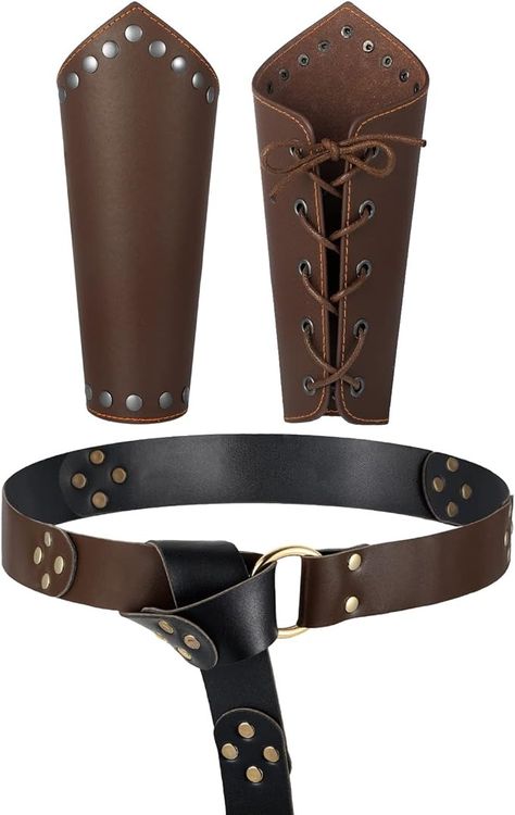 Amazon.com: 3 Pcs Faux Leather Arm Guards Halloween Medieval Knight Ring Belt Cosplay Viking Belt Gauntlet Wristband Renaissance Bracers for Women Men Brown : Clothing, Shoes & Jewelry Medieval Knight Costume, Knight Ring, Viking Cosplay, Leather Gauntlet, Arm Guards, Viking Belt, Medieval Belt, Leather Bracers, Knight Costume